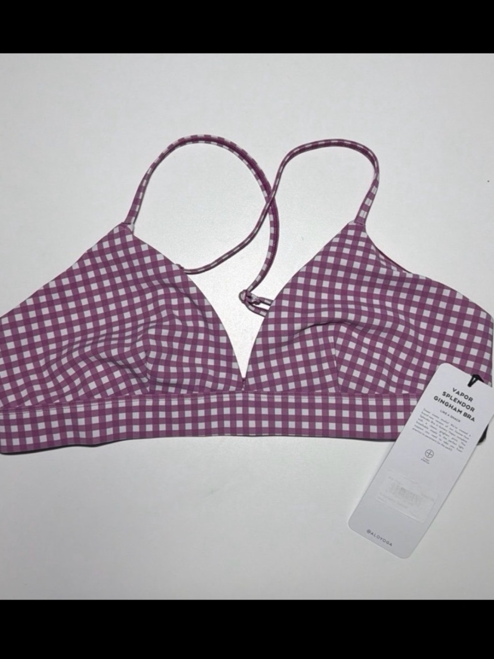 Alo Yoga Gingham Bralette in Raspberry Sorbet